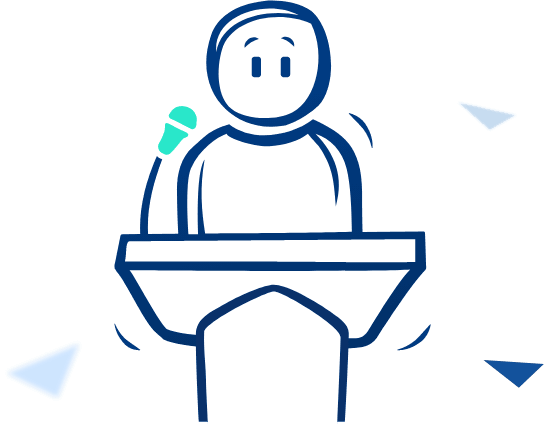 Sprecher an Sprecherpult